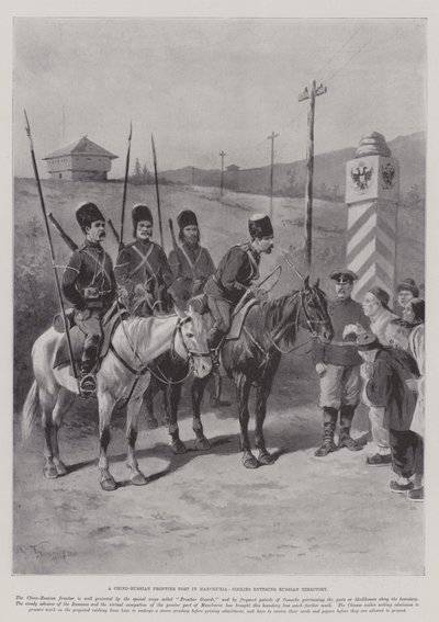 A Chino-Russian Frontier Post in Manchuria, Coolies Entering Russian Territory by Paul Frenzeny
